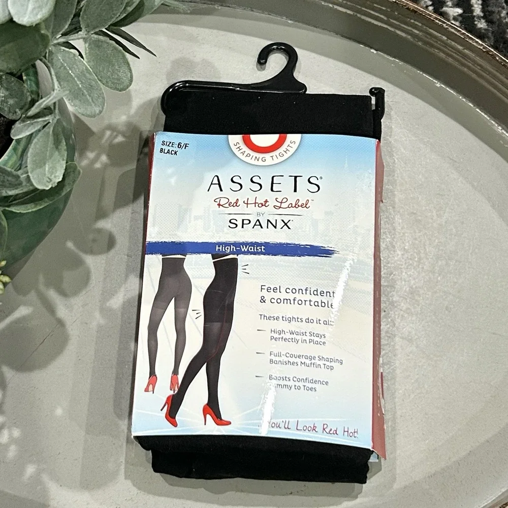 SPANX ASSETS Red Hot Label High Waist Shaping Tights‎ Black Size 6/F